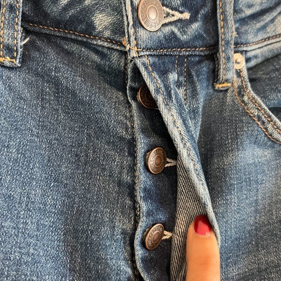 Free People Jeans High Waist Cropped Button Fly Straight Fit Blue Medium Size 25 - Picture 4 of 9